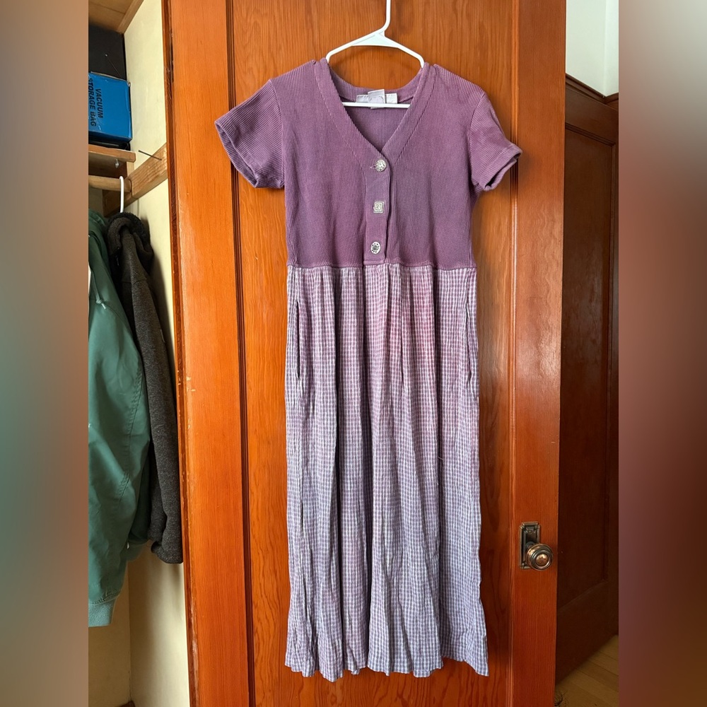 Purple Dress with Button Detail